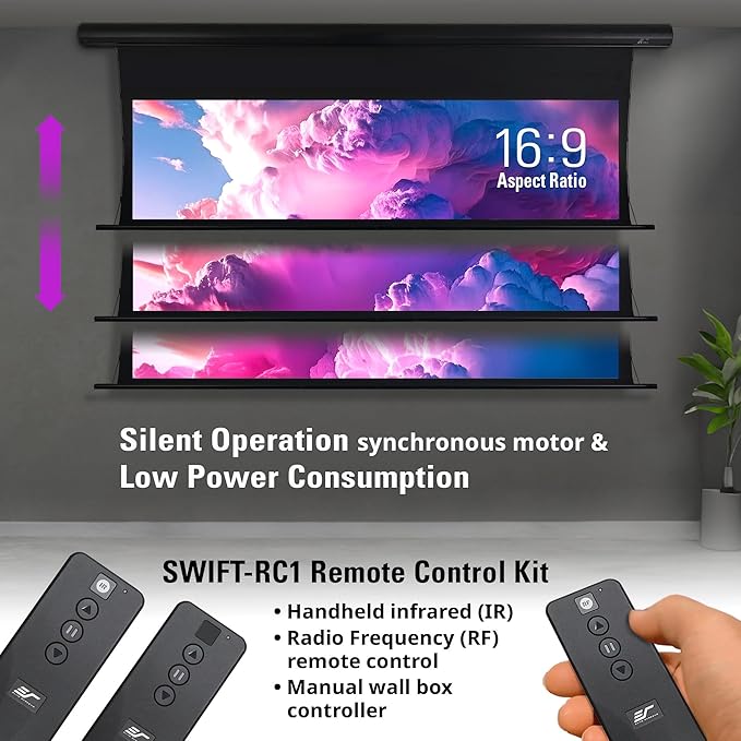 Elite Screens Saker Tab-Tension AcousticProUHD RC1 Kit, Acoustically Sound Transparent Projector Screen, SKT110UH2-E24-AUHD