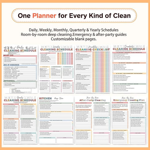ADHD Cleaning Planner – Reusable Dry-Erase Sleeve Fridge Kit, Removable Coil Pages, Emergency & After-Party Plans, Cleaning Schedule and Checklist, ADHD Planner for Adults Women