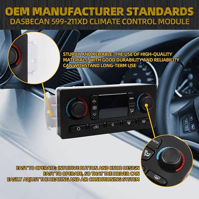 Dasbecan 599-211XD AC Climate Control Module Compatible with 2003-2004 Cadillac Escalade Chevrolet Avalanche Silverado Suburban Tahoe GMC Sierra Yukon Replace#10367041 10367042