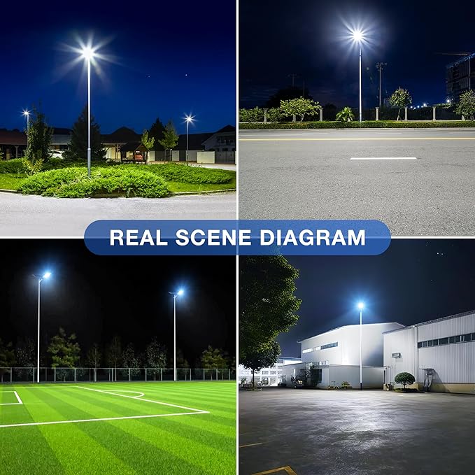OKPRO 12000W Solar Street Lights Outdoor - 6500K Commercial Parking Lot Lights Dusk to Dawn, Waterproof Solar Powered with Remote Control, High Brightness Solar Street Light for Driveway/Yard/Garage