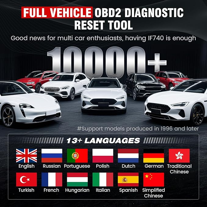 2026 BOSSCOMM IF740 OBD2 Scanner, 4 Systems ABS/SRS/Transmission/Check Engine Code Reader Scan Tool with Oil＆Throttle Resets, Car Scanner Diagnostic Tool for All Cars, Lifetime Free Update