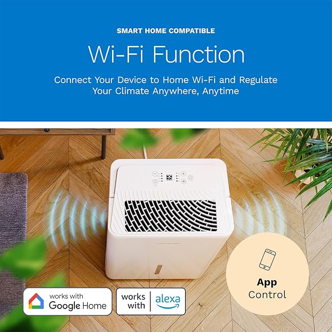hOmeLabs Dehumidifier - Advanced Humidity & Moisture Control, Quiet, Efficient, Auto Shut-off, Ideal for Home, Basement, Office - 4,500 Sq Ft Wi-Fi (32 Pint MAX 80 Pint at 95°F, 90% RH)