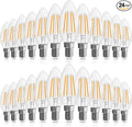 GvvooHome Candelabra Light Bulbs 40 watt Equivalent, E12 LED Bulb Dimmable Chandelier Bulbs, B10 Candle Light Bulbs 2700K Soft White, 90+CRI, 400LM, Cear Glass, 24 Pack