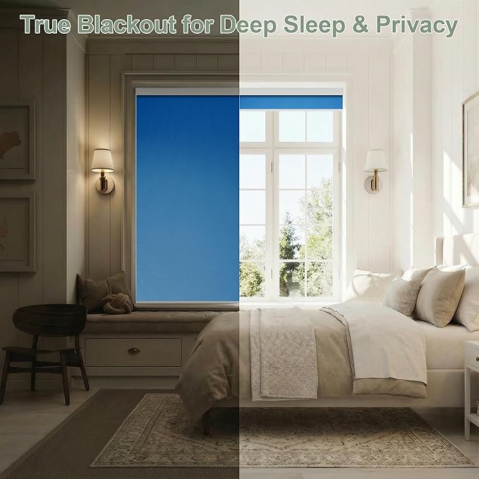 ZSHINE Motorized Blackout Window Blinds Customize Width (23-95 Inches) Remote Control Wireless and Rechargeable Roller Shades Blinds for Windows, Home, Office, Hotel, Club, Restaurant (82010w)