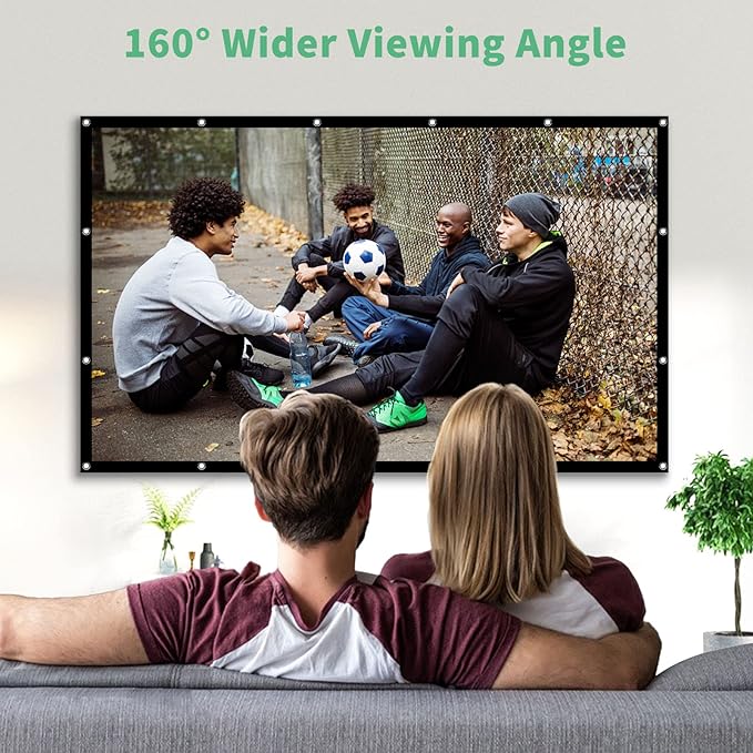Projector Screen 150 inch, Taotique 4K Movie Projector Screen 16:9 HD Foldable and Portable Anti-Crease Indoor Outdoor Projection Double Sided Video Projector Screen for Home, Party, Office, Classroom