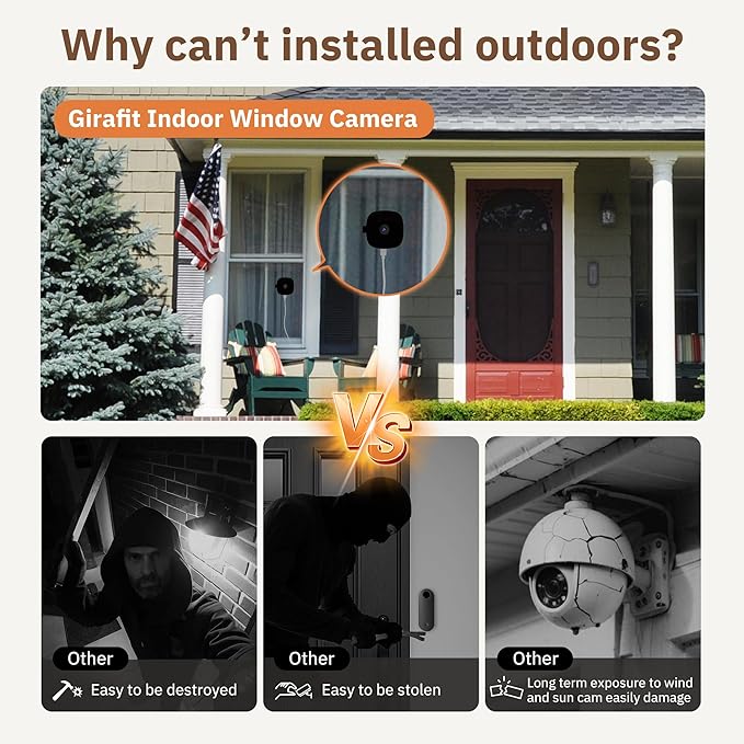 Girafit 3MP 2K Window Camera,2.4GHz & 5GHz WiFi Indoor Cameras for Home Security with ChroMax Al Color Night Vision,Person & Motion Detection,24/7 Recording,Easy & Quick Install