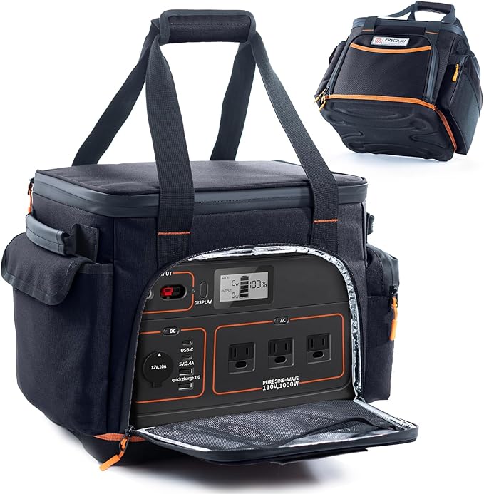 FRECOLSH Travel Carrying Case Compatible with Jackery Explorer 1000, Portable Power Station Storage Case with Water- proof Bottom and Pocket for Jackery Accessories Solar Generator Storage Bag Only