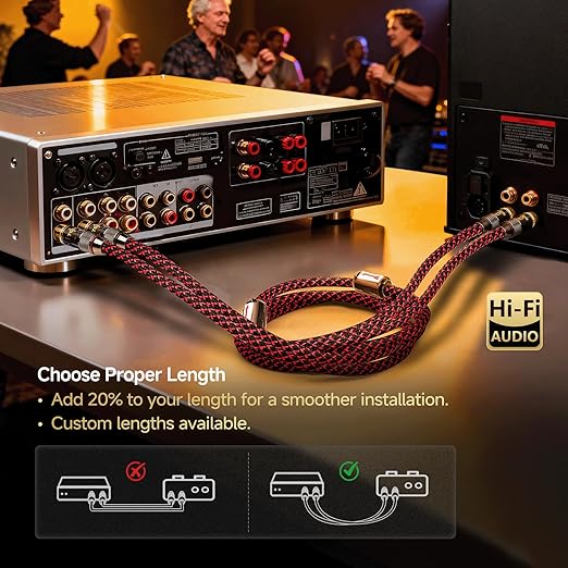 TODN Audiophile RCA to RCA Audio Cable with 4-Core-OFC Shielded RCA Stereo Cables for HiFi Home Theater (1.64ft/0.5m, 1 Pair)