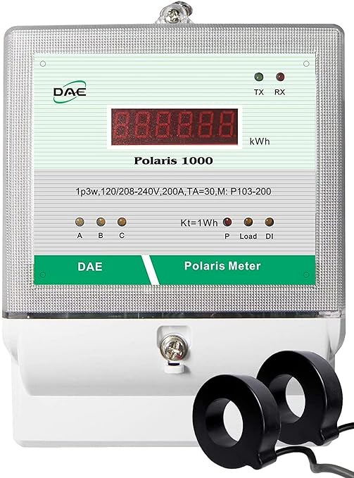 DAE P103-200-S KIT, UL Listed, CTEP kWh Smart Submeter, Polaris 1000, 1P3W(2 hot Wire, 1 Neutral), 200A, 120/240V, 2 CTs (Inner Dia. 1.02")