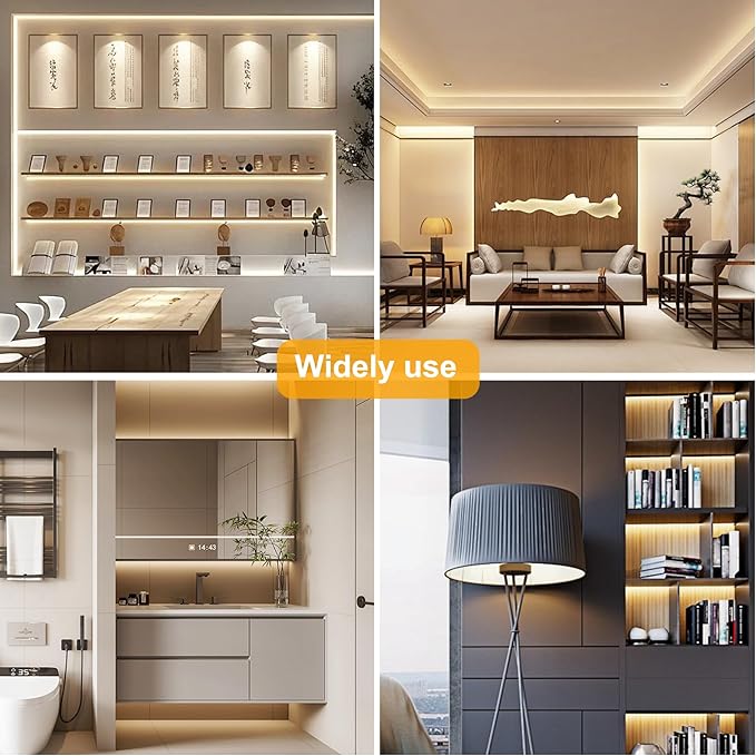 Pandery COB LED Strip Lights Natural White,24V Dimmable led Light Strip KIT with Remote and app Control,4000K 65FT/20m 8mm Wide Ra>90 Cuttable Flexible Strip Lights for Bedroom,Shelf,Cabinet