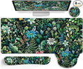 LIMKRIAN Floral Mouse Pad Large Desk Mat Set, Green Ergonomic Mouse Pad with Wrist Rest Keyboard Wrist Support XXL Mousepad Cup Coaster Set, Cute Green Office Desk Accessories Decor Supplies