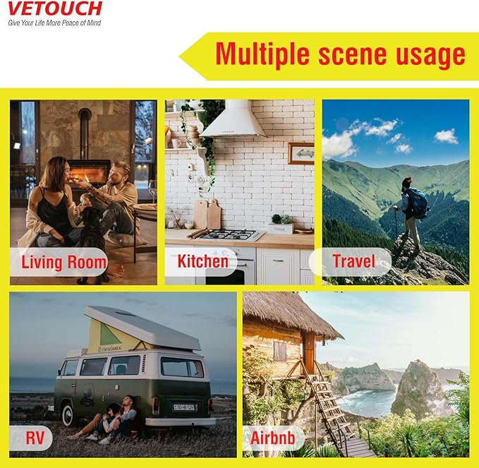 VETOUCH Plug-in Carbon Monoxide Detector with Digital Color Display CO Detector for CO, Temperature & Humidity, 85dB Loud Alert, Self Test Function vetouch CO Detector, for Home, Bedroom, Kitchen, RV