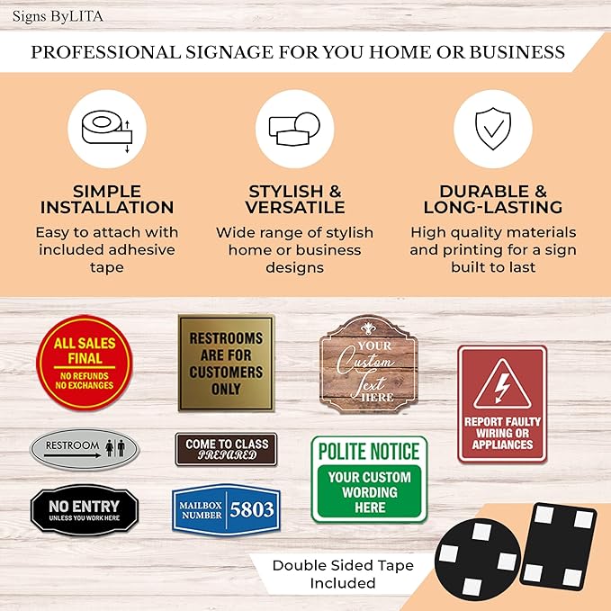 Signs ByLITA Oval Electrical Panel Inside Sign (Black) - Medium 2 Pack