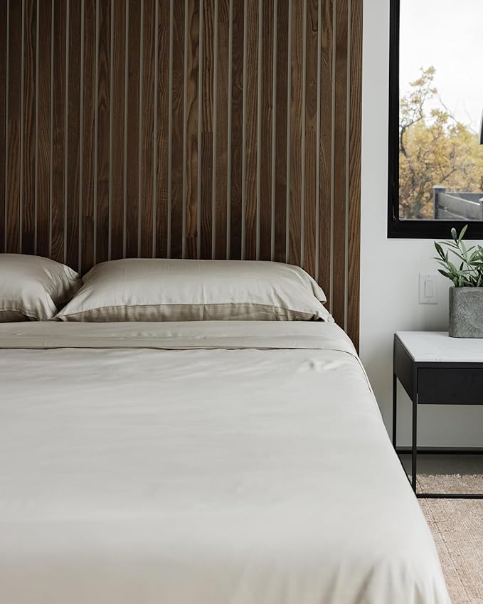 Cozy Earth Luxury Bed Sheet Set - 100% Viscose from Bamboo Fabric, Ultra-Soft & Breathable, Fits Regular & Deep Pocket Mattresses up to 20" - 4 Pieces Split King Sheet Set Driftwood