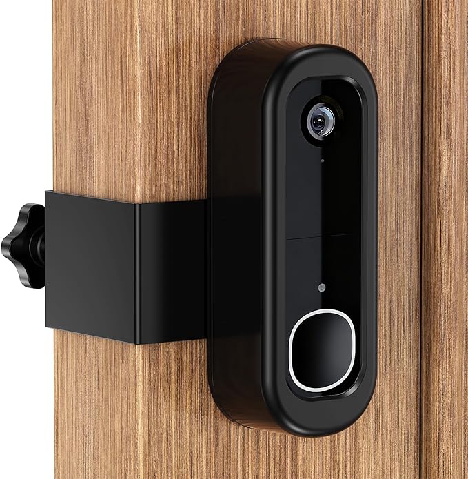 Anti-Theft Doorbell Mount Compatible with Arlo Video Doorbell 2K/HD (2nd Gen), No-Drill Adjustable Mounting Bracket for Arlo Doorbell Camera, Accessories for Apartments, Businesses Home (Black)