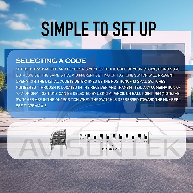 2 for Multi-Code 3089 MultiCode 308911 Linear MCS308911, 10 Dip Switch Gate Opener Remote 300MHZ, Multi Code Garage Door Opener【10-Year-Warranty】