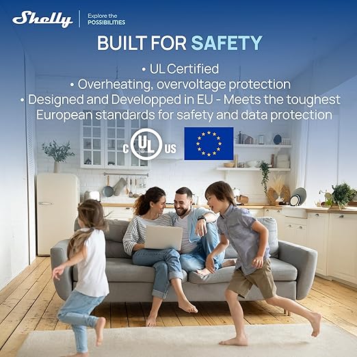 Shelly Smart Plug, WiFi, Bluetooth, Zigbee, Matter Outlet with Power Metering, Works with HomeKit, Google Home, Alexa, Home Assistant, Smart Socket, Easy Setup, Remote Control, Plug US Gen4 Black UL