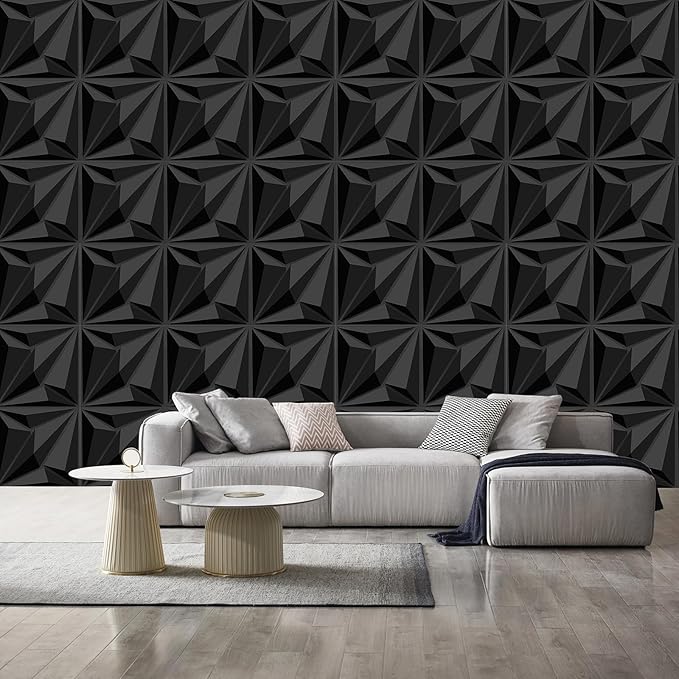 33 Pack 3D Textured Wall Panels – 12x12'' PVC Wall Coverings – Easy Install, Waterproof – Modern Accent Wall Decor for Living Room, Bedroom, Game Room – Covers 33 Sq.Ft.