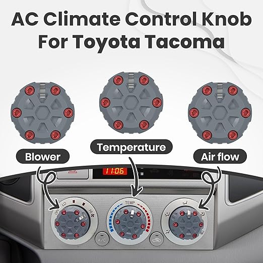 2nd Gen Tacoma Accessories AC Knob Upgrade - 2005,2006,2007,2008,2009,2010,2011,2012,2013,2014,2015 Tacoma Climate Control Dial Mods Set - 2nd Gen Tacoma Mods - for Toyota Interior Replacement Kit