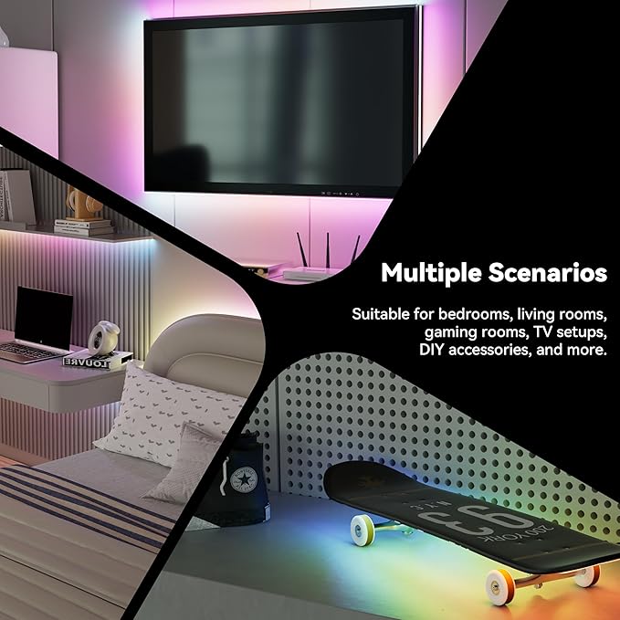 MIWISE 5V USB COB LED Strip Lights,RGB Smart IC LED Strip with App Control,Bluetooth Addressable Music Sync Color Changing Strip Lights,3M Back-Adhesive for Gaming Room PC Home Decor 6.56ft