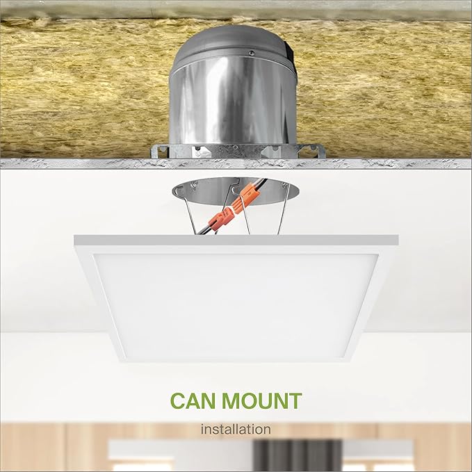 ASD LED 12" Square Flush Mount Ceiling Light Fixture, Low Profile Surface Lighting | 5CCT, Dimmable, Ultra-Thin, ETL Listed | 24W 1700LM 2700-6000K 120V | Kitchen, Hallway Lamp | White, 4 Pack
