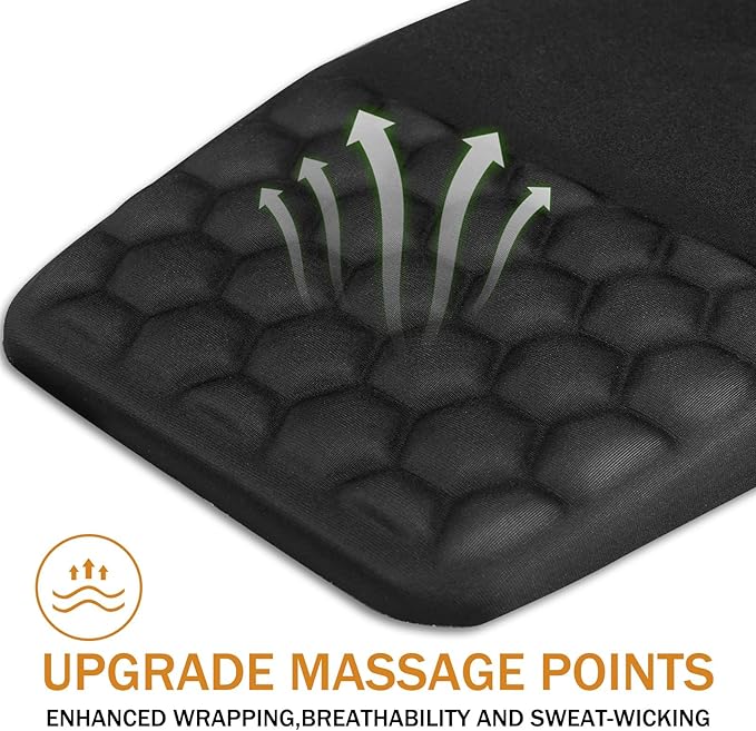 BOCHEERY Ergonomic Mouse Pad Wrist Support,Upgrade Mousepad with Massage Design,Non-Slip PU Base Desktop Mouse Pads for Pain Relief, Computer, Office & Home,12 x 8 in（E-Black）
