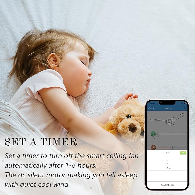 SMAAIR Smart Ceiling Fan with Light, 60inch Indoor and Outdoor ceiling fan with Remote, Compatible with Alexa/Google Assistant/Siri Shortcut, App control with Timer and Schedule(White)