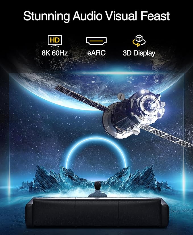 Kinivo 8K HDMI Switch 2 in 1 Out - (Uni-Directional, 8K 60Hz, Ultra HD Switcher Hub, 48Gbps HDMI Hub, HDR10+ Selector, Manual Switching Only) - Compatible with HDTV, PS5/4, Xbox, Projector