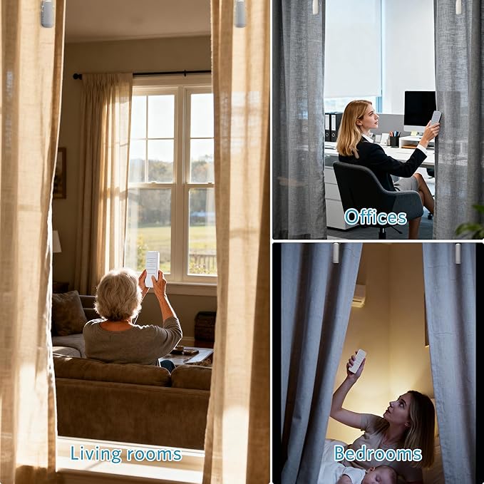 Tripvyantic Automatic Curtain Opener Smart Motorized: 2-Pack Heavy Duty 20KG Load Electric Curtain Robot with Remote for Bedroom Living Room│6-Month Battery for Home/Office/Nursery│No WiFi Needed