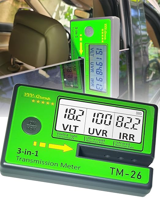 Digital Car Window Tint Meter TM-26 / Side Window Tint, Sun Control Film, VL/UV/IR Transmittance Detection, Tester Meter Gauge (Without PU Case)