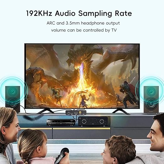HDMI ARC Audio Extractor,DAC Converter,192KHz Digital to Analog Audio Converter,Optical/SPDIF Coaxial Stereo L/R RCA 3.5mm