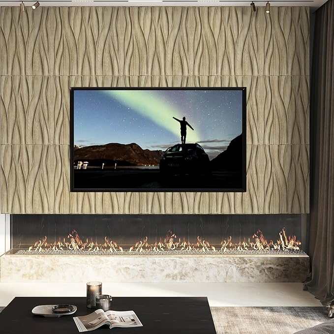 STICKGOO 3D Wall Panels for Interior Wall Decor, Wood 3D Textured Wall Decor Panels, Natural Oak Wave Design Accent Wall Panels for Living Room, Office