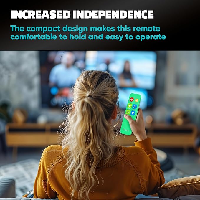 EZclicker TV Remote for Seniors, Extra Simple Big Button Remote (Green) Works with Major TV Brands, NOT for Streaming (2xAAA Batteries Not Included)