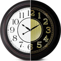 Koosome 18 Inch Lighted Wall Clock Outdoor Clocks with Smart Light Sensor Battery Operated Wall Clocks with Night Light, Waterproof Wall Clock for Patio, Garden, Porch, Living Room, Home, Office