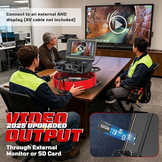 HBUDS Sewer Camera, Self Leveling Drain Camera 230ft with Meter Counter, 7mm Thick Cable, 9" HD Screen 1080P Plumbing Cameras Snake with Light, 5100mAh Battery Duct Pipe Video Inspection Cam DVR 32GB