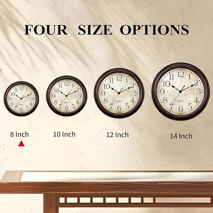 KECYET Wall Clock Battery Operated Vintage Silent Non-Ticking Analog Wall Clocks 8.5 Inch Small Retro Clock Decorative for Kitchen Bathroom Bedroom Home Office (Bronze)