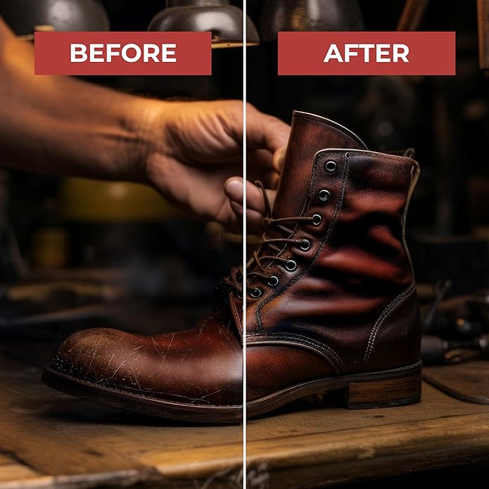 Kg's Shoe Shine Kit Includes Polish, Horsehair Brush, Applicator, and Storage Bag