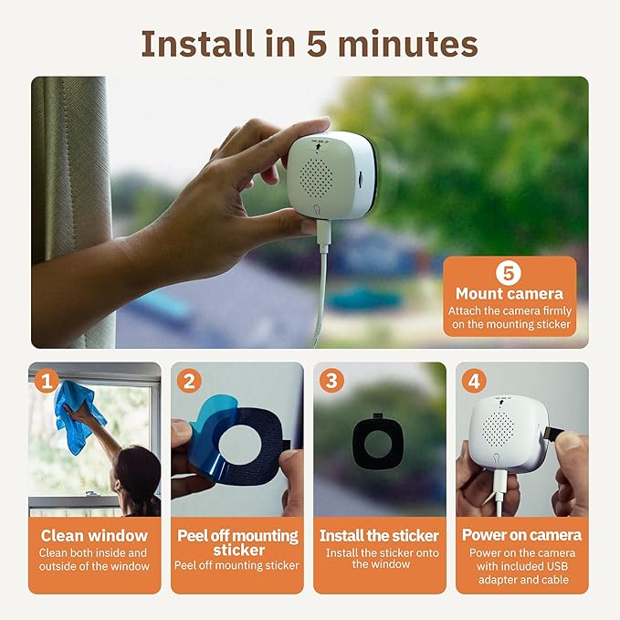 Girafit 3MP 2K Window Camera,2.4GHz&5GHz WiFi Indoor Cameras for Home Security 2 Pack with ChroMax Al Color Night Vision,Person & Motion Detection,24/7 Recording,Easy&Quick Install