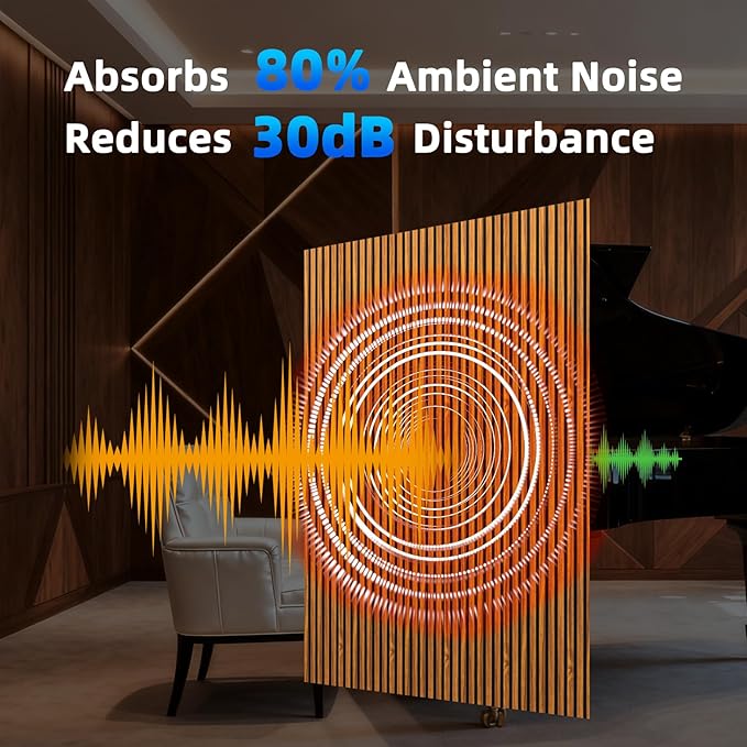 Art3d 4-Piece 94 x 12.6 Inch Acoustic Lightweight Slat Wall Panel - Waterproof Wood Textured Wainscoting Panel of 33 Sq.Ft for Bedroom, Home Theater Office Accent Wall, Teak