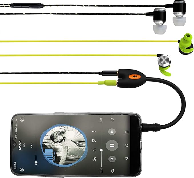 zdyCGTime 3.5mm Audio Headphone Y Splitter Cable 4-Pole 3.5mm AUX Male to 2 Port 3.5mm Female Headset Mic & Stereo Audio Y Splitter Cable for Earphone,for Smartphone, Samsung, LG, (17.5CM)(4Pole)