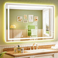 YEELAIT 51x40 Inch LED Bathroom Mirror with Lights Front and Backlit Lighted Vanity Mirror for Bathroom Wall with 3 Colors Dimmable Anti-Fog Memory Shatter-Proof IP54 Waterproof Horizontal/Vertical