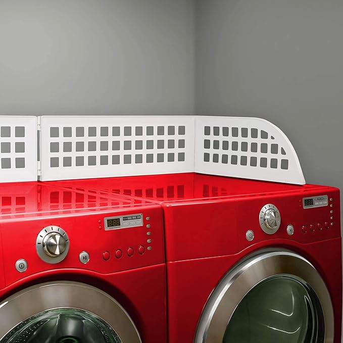 Haus Maus The Original Laundry Guard - Stop Laundry From Falling Behind Washer/Dryer - Invented by a US Mom - Made in NorthAmerica - Magnetic - Fits Most Front Loading Machines - Top of Fridge - White