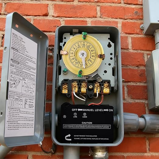 careNEW T101 Mechanical Timer Switch - 120V 2HP 40A SPST Electromechanical Timers, 12 ON/Off 24 Hour Timer with Tripper for Lights, Pool Pumps, Water Heater Fans & HVAC Systems