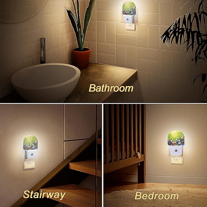 YESPOAK Night Light,Retro Abstract Daisy Night Lights Plug Into Wall Dusk to Dawn Sensor for Bedroom,Bathroom and Living Room for Women/Girls Gift
