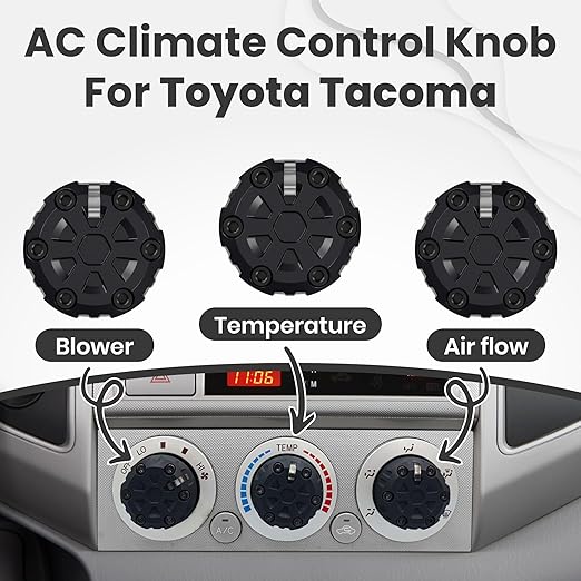 2nd Gen Tacoma Accessories AC Knob Upgrade - 2005,2006,2007,2008,2009,2010,2011,2012,2013,2014,2015 Tacoma Climate Control Dial Mods Set - 2nd Gen Tacoma Mods - for Toyota Interior Replacement Kit