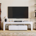 IDEALHOUSE LED TV Stand for 55 to 75 Inch TV, White Entertainment Center with Storage Drawer & Glass Shelves, Modern TV Console Table with Color Changing Lights for Living Room Bedroom
