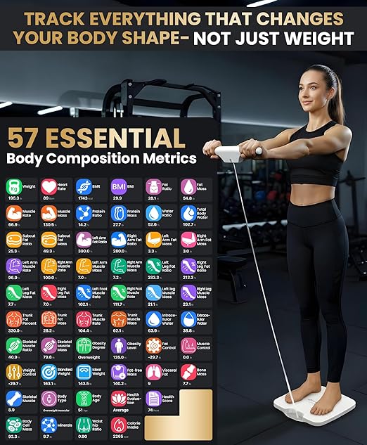Homerz Body Fat Scale – Smart Scale with BMI, Body Fat, Muscle Mass, Full Body Composition Scale with Body Fat Analysis, Body Scan Scale with Handle, Body Scanner, Biometric Analyzer