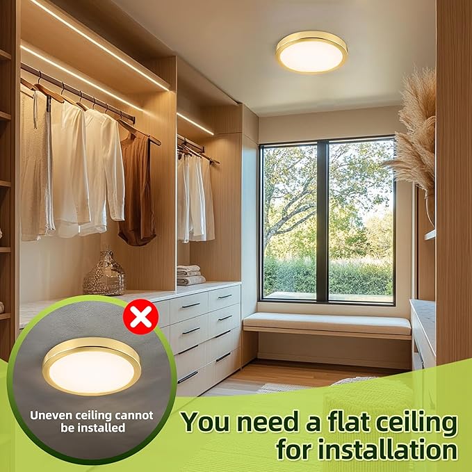 hykolity 9 Inch Selectable CCT LED Round Flat Panel Light, 18W 1800LM 3000K/4000K/5000K, Edge-Lit Flush Mount Ceiling Light Fixture for Kitchen, Bedroom, Laundry and Closet Room, Gold