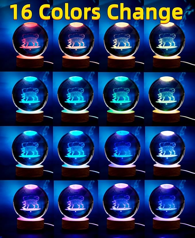 3D LED Cat Night Light, 16 Color Changing Lamp with Dimmable Remote Control