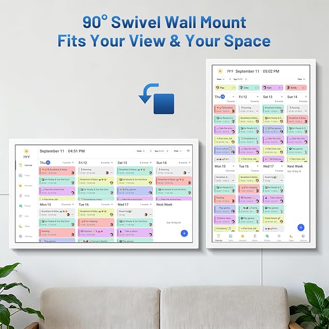 32 Inch Digital Calendar, Electronic Chore Chart, Smart Weekly and Monthly Planner 1920 * 1080P IPS Touchscreen Wall Calendar Rewards for Family Schedules, Meal Planning Gift